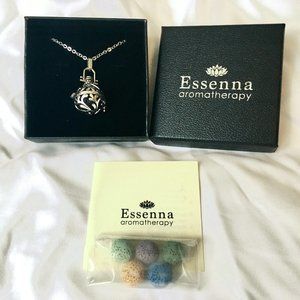 Aromatherapy lava stone spherical pendant necklace